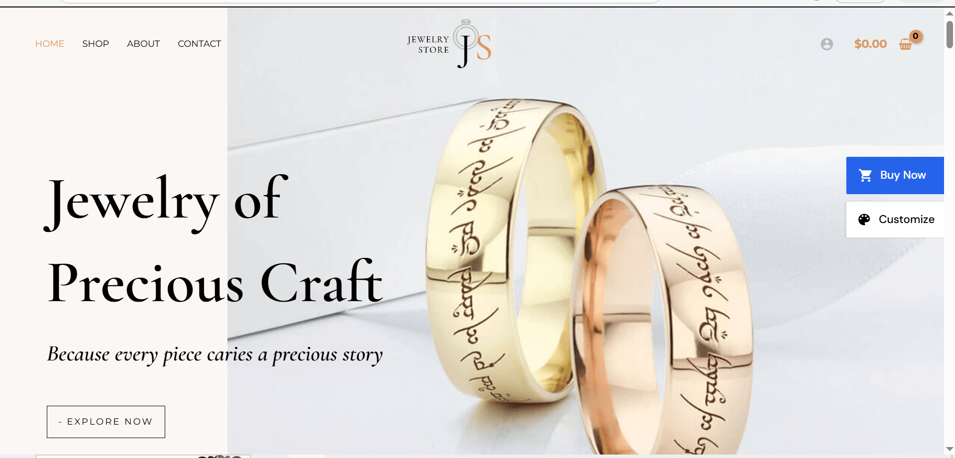 Jewelry shop website design & development by Soriox