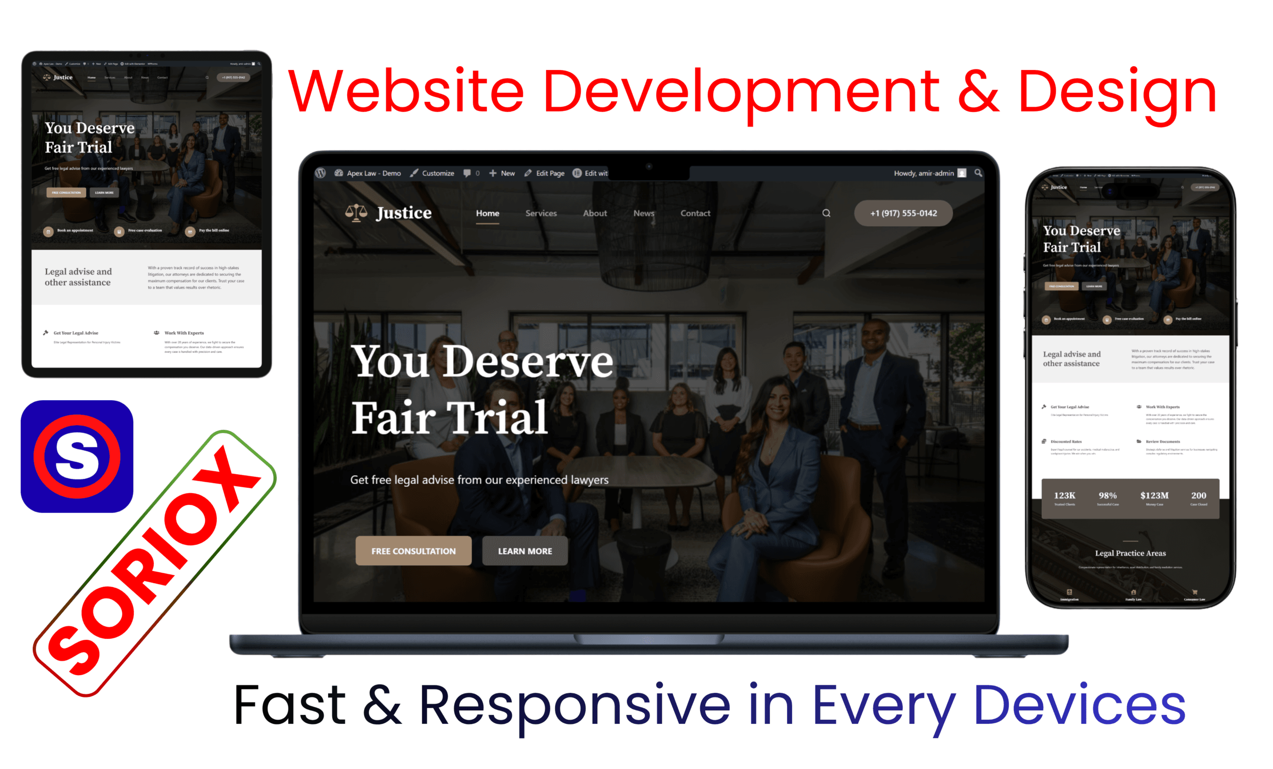 Website Development & Desing by Soriox which is responsive in any devices